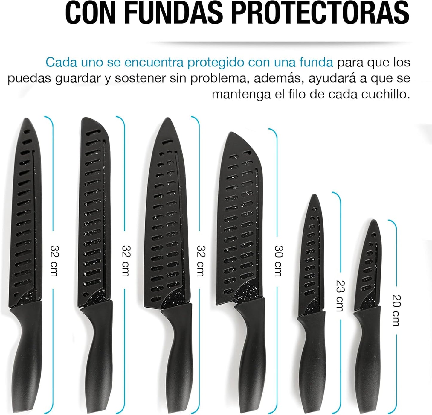 Cuchillos de Cocina con Funda (6 Piezas)