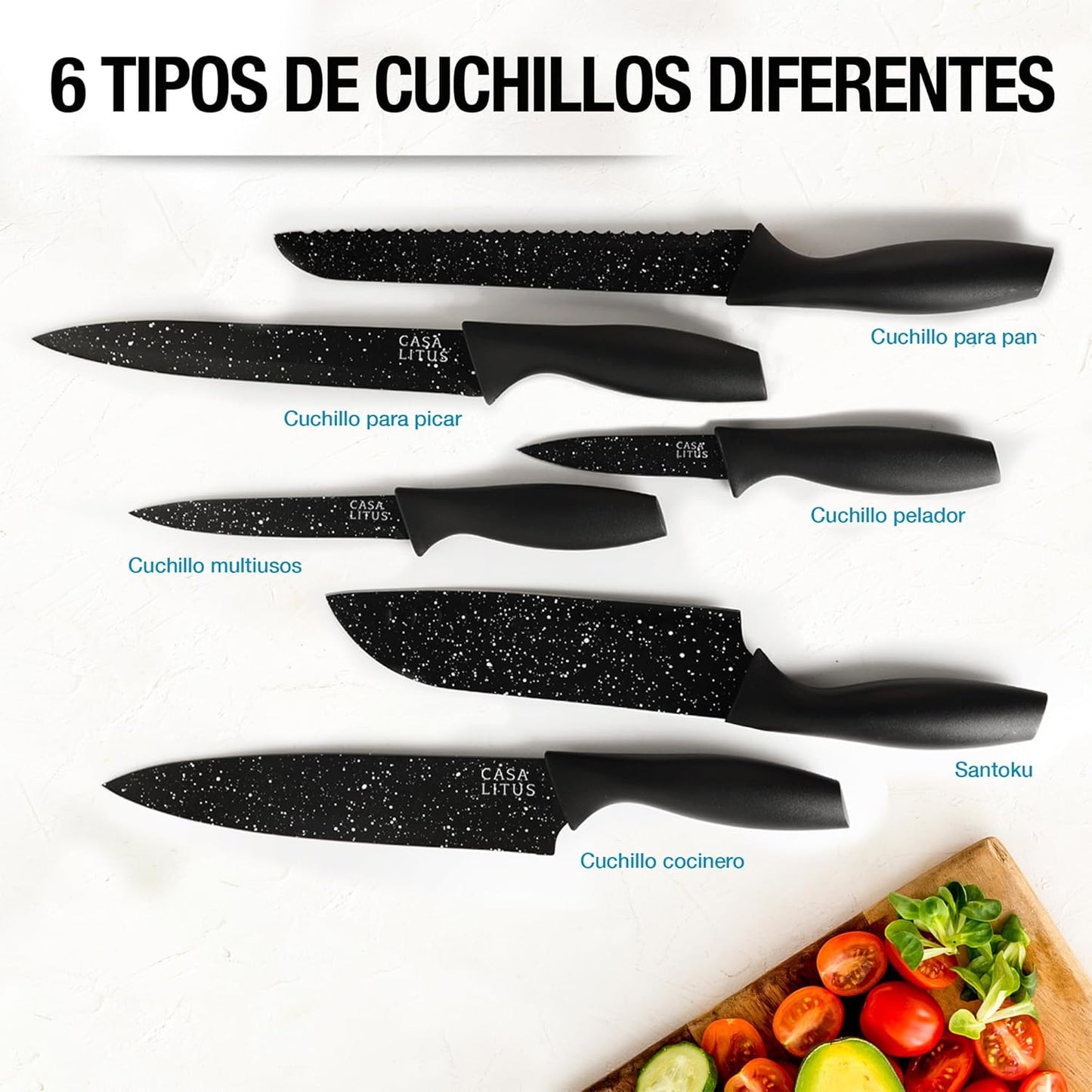 Cuchillos de Cocina con Funda (6 Piezas)