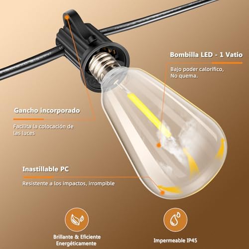 Guirnalda de Luces LED Exterior 15m