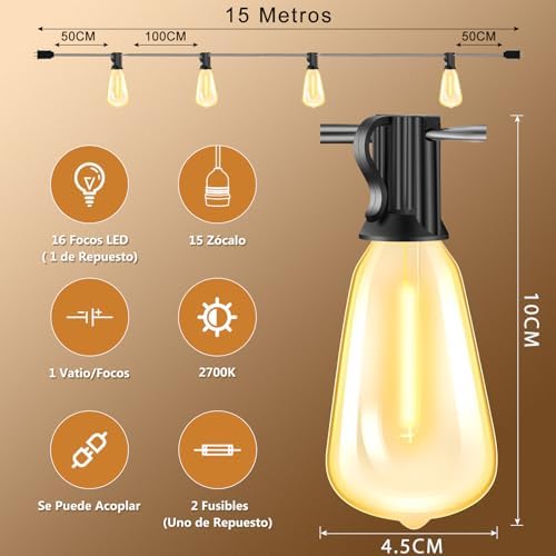 Guirnalda de Luces LED Exterior 15m